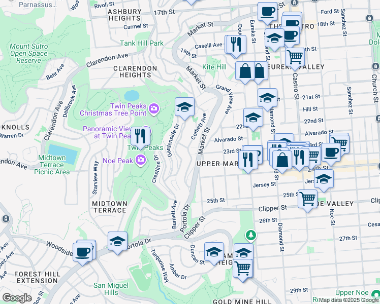 map of restaurants, bars, coffee shops, grocery stores, and more near in San Francisco