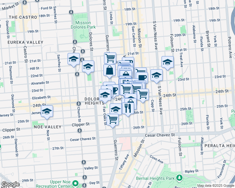 map of restaurants, bars, coffee shops, grocery stores, and more near in San Francisco