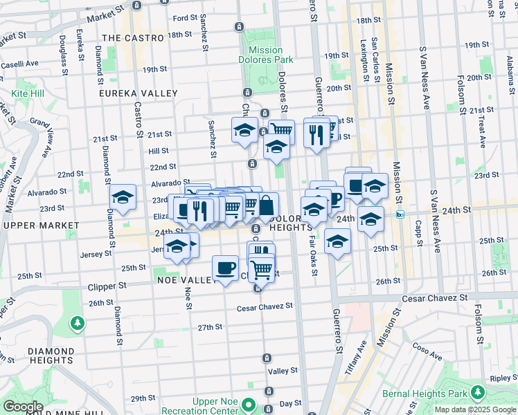 map of restaurants, bars, coffee shops, grocery stores, and more near in San Francisco