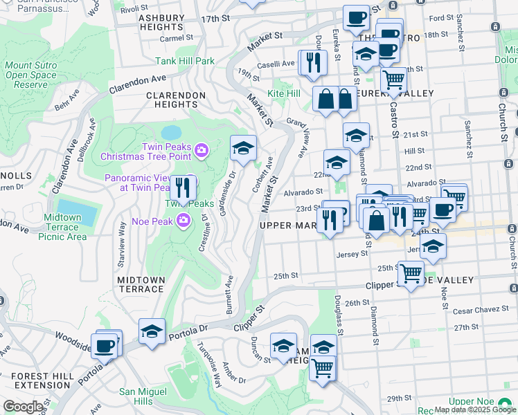 map of restaurants, bars, coffee shops, grocery stores, and more near in San Francisco