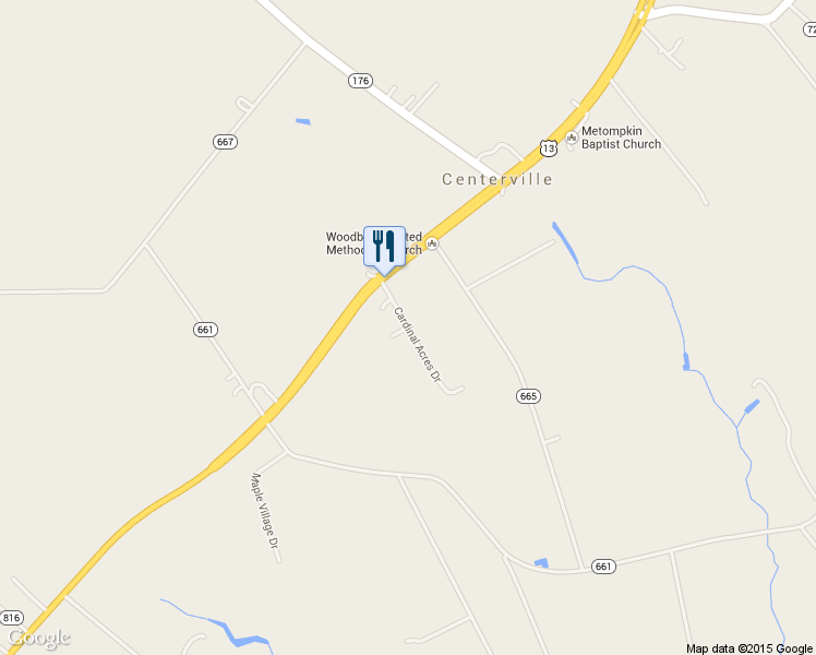 map of restaurants, bars, coffee shops, grocery stores, and more near 21080 Cardinal Acres Drive in Parksley