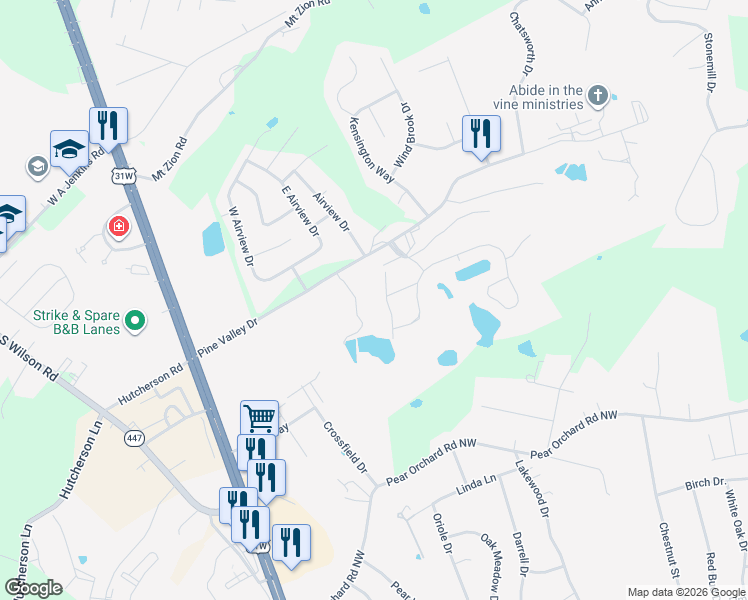 map of restaurants, bars, coffee shops, grocery stores, and more near 2400-2498 Birkdale Way in Elizabethtown