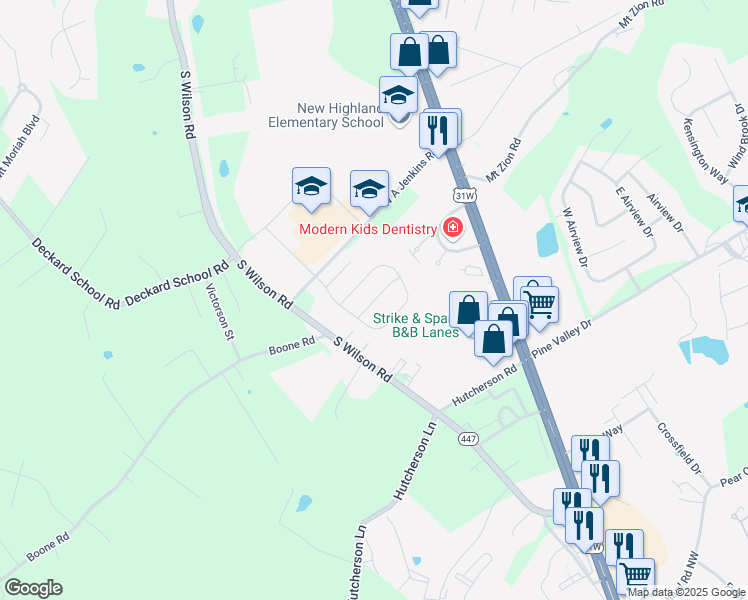 map of restaurants, bars, coffee shops, grocery stores, and more near McIntosh Drive in Elizabethtown