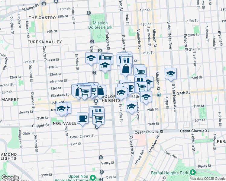 map of restaurants, bars, coffee shops, grocery stores, and more near in San Francisco