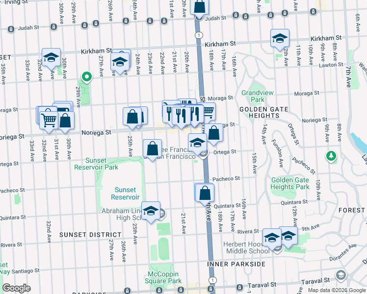 map of restaurants, bars, coffee shops, grocery stores, and more near in San Francisco