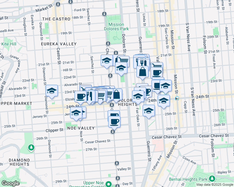 map of restaurants, bars, coffee shops, grocery stores, and more near in San Francisco
