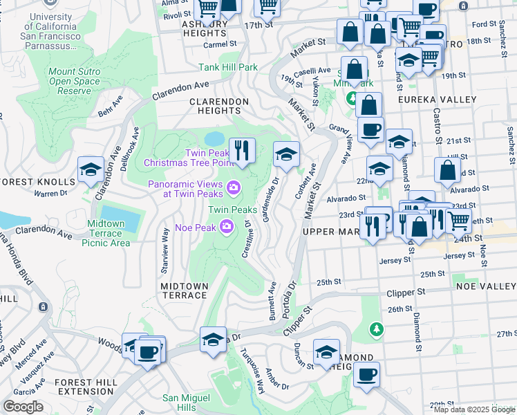 map of restaurants, bars, coffee shops, grocery stores, and more near in San Francisco