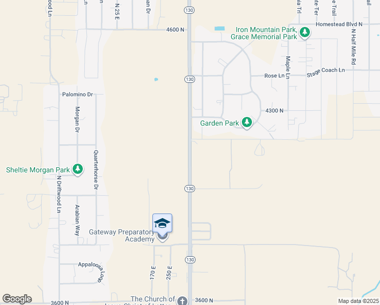 map of restaurants, bars, coffee shops, grocery stores, and more near 4125 North Minersville Highway in Enoch