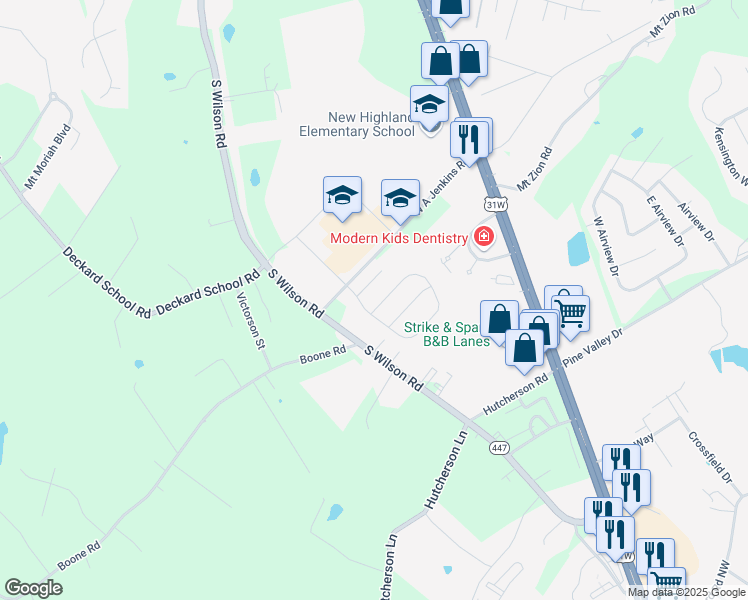 map of restaurants, bars, coffee shops, grocery stores, and more near 216 Applewood Lane in Elizabethtown