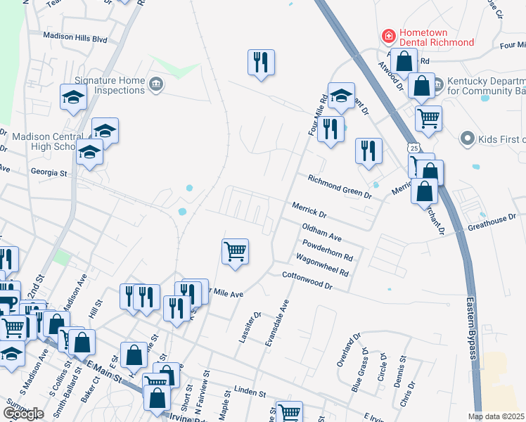 map of restaurants, bars, coffee shops, grocery stores, and more near 2033 Ty Lane in Richmond