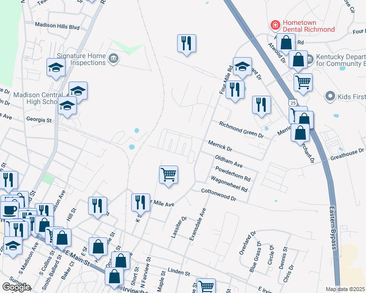 map of restaurants, bars, coffee shops, grocery stores, and more near 2033 Ty Lane in Richmond