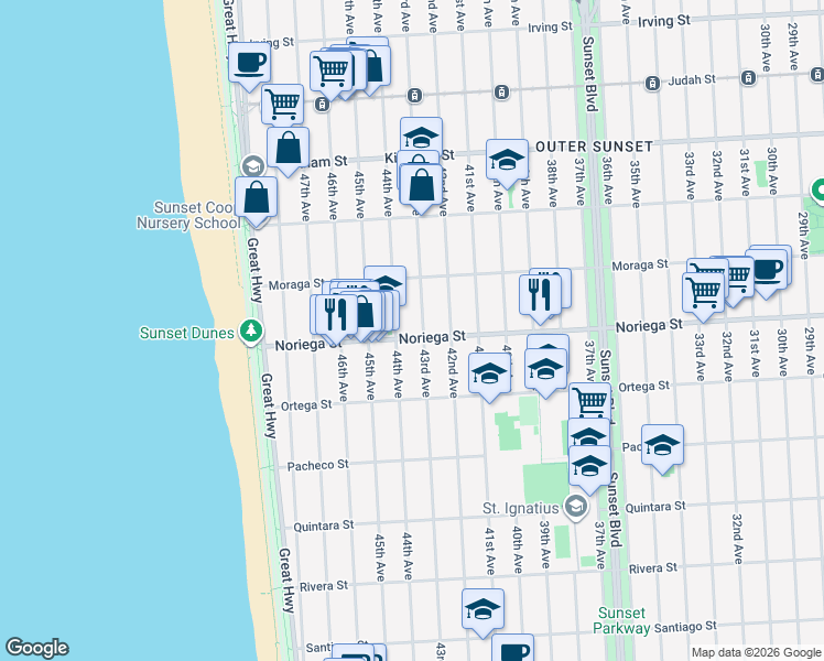 map of restaurants, bars, coffee shops, grocery stores, and more near in San Francisco