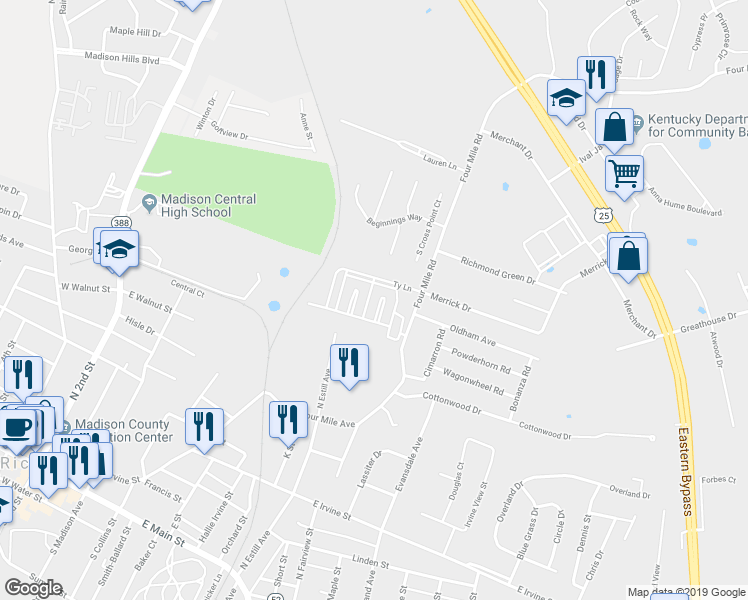 map of restaurants, bars, coffee shops, grocery stores, and more near 2033 Ty Lane in Richmond