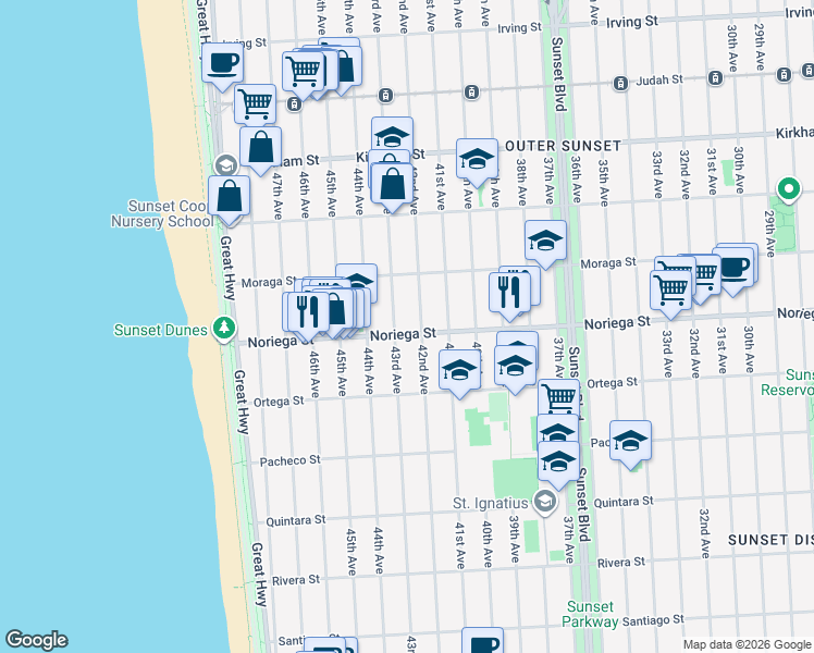 map of restaurants, bars, coffee shops, grocery stores, and more near in San Francisco