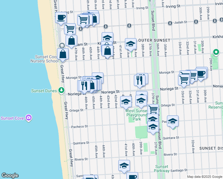 map of restaurants, bars, coffee shops, grocery stores, and more near in San Francisco