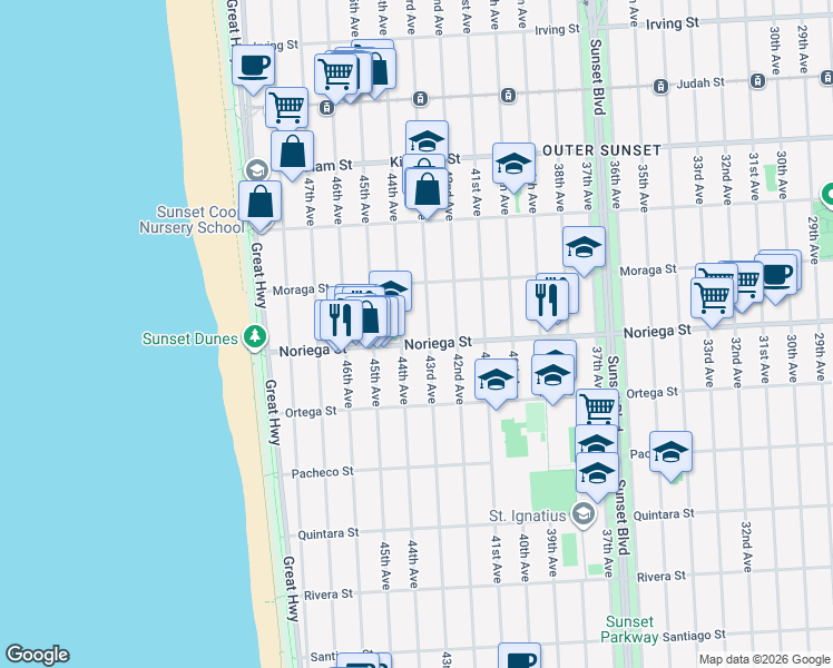map of restaurants, bars, coffee shops, grocery stores, and more near in San Francisco