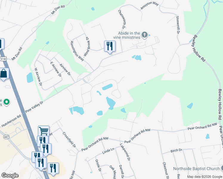 map of restaurants, bars, coffee shops, grocery stores, and more near 564 Sunningdale Way in Elizabethtown