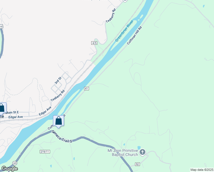 map of restaurants, bars, coffee shops, grocery stores, and more near 814 Coffman Hill in Ronceverte