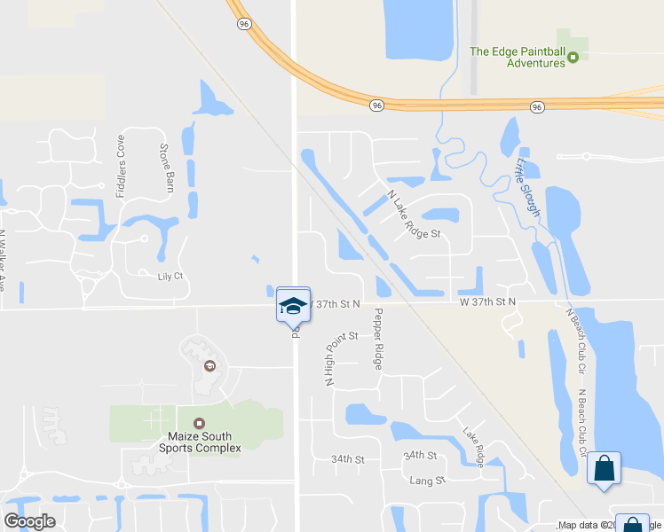 map of restaurants, bars, coffee shops, grocery stores, and more near 3852 North Pepper Ridge Street in Wichita