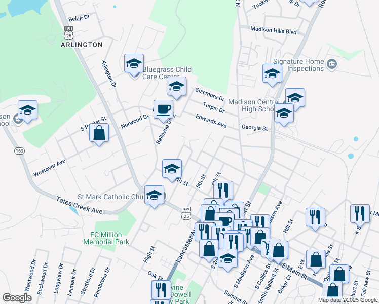 map of restaurants, bars, coffee shops, grocery stores, and more near 310 Clay Drive in Richmond