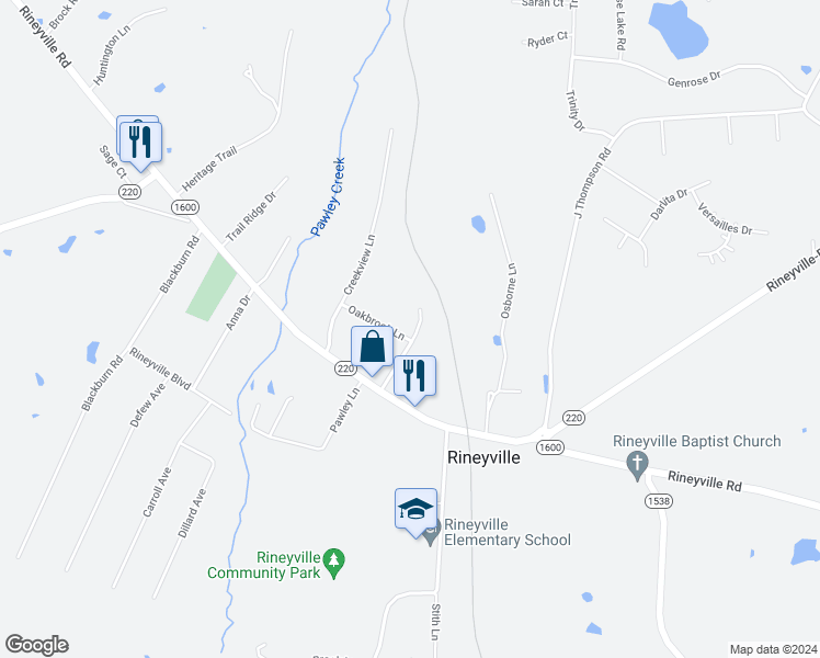 map of restaurants, bars, coffee shops, grocery stores, and more near 145 Pointers Court in Rineyville