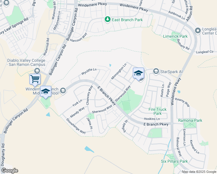 map of restaurants, bars, coffee shops, grocery stores, and more near 817 Mornington Court in San Ramon