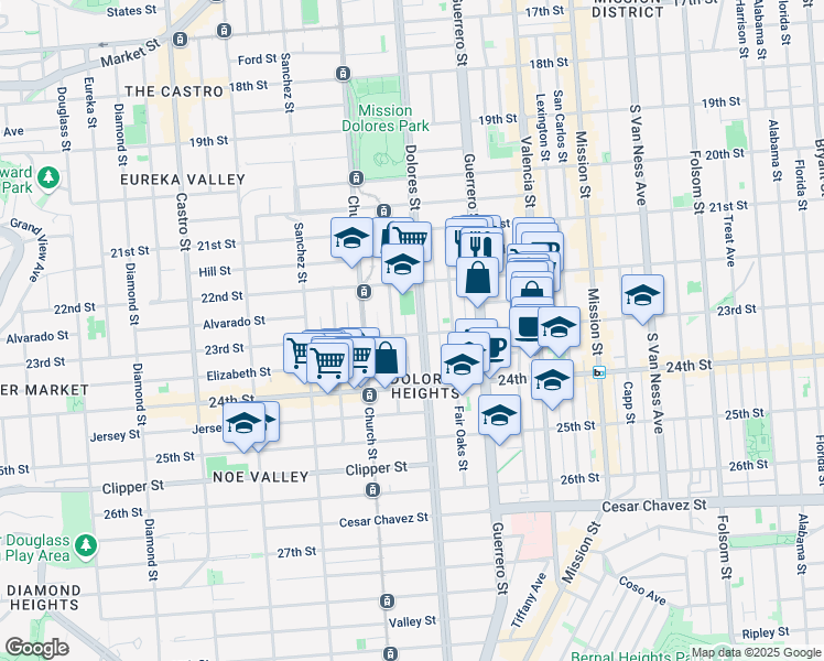 map of restaurants, bars, coffee shops, grocery stores, and more near in San Francisco