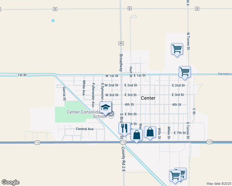 map of restaurants, bars, coffee shops, grocery stores, and more near 165 West 3rd Street in Center