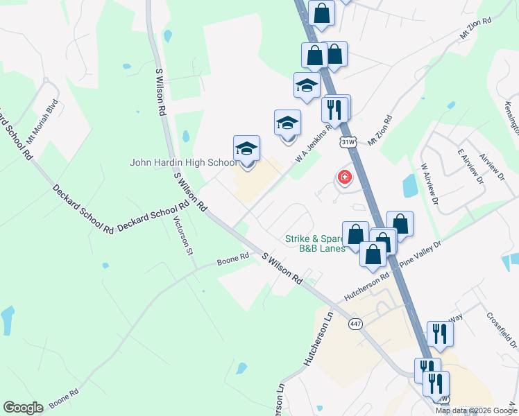 map of restaurants, bars, coffee shops, grocery stores, and more near 101 Cortland Court in Elizabethtown