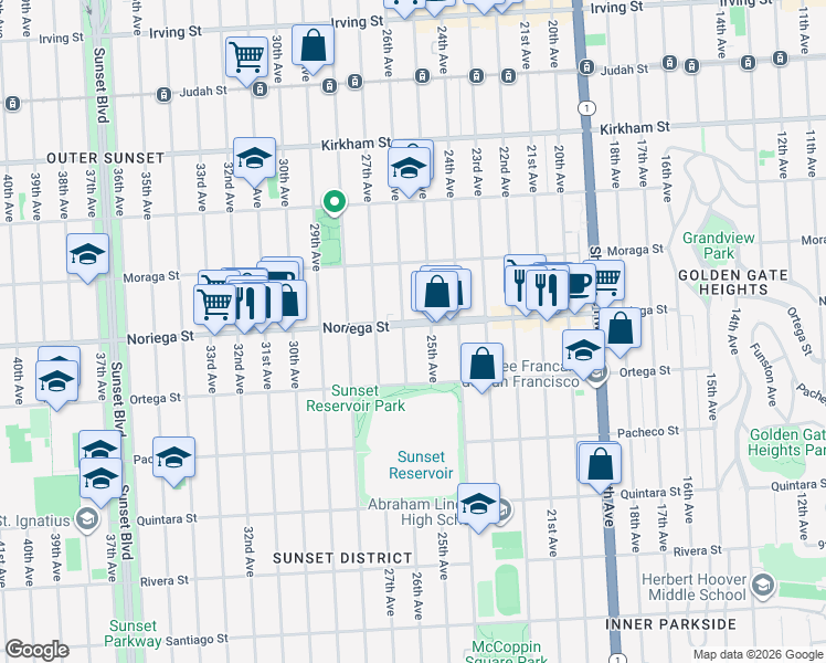map of restaurants, bars, coffee shops, grocery stores, and more near in San Francisco