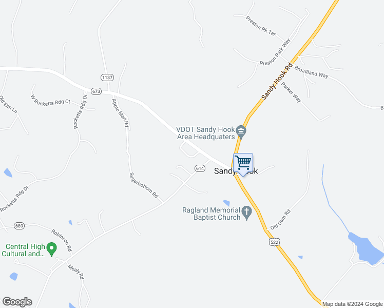 map of restaurants, bars, coffee shops, grocery stores, and more near 3541 Whitehall Road in Sandy Hook
