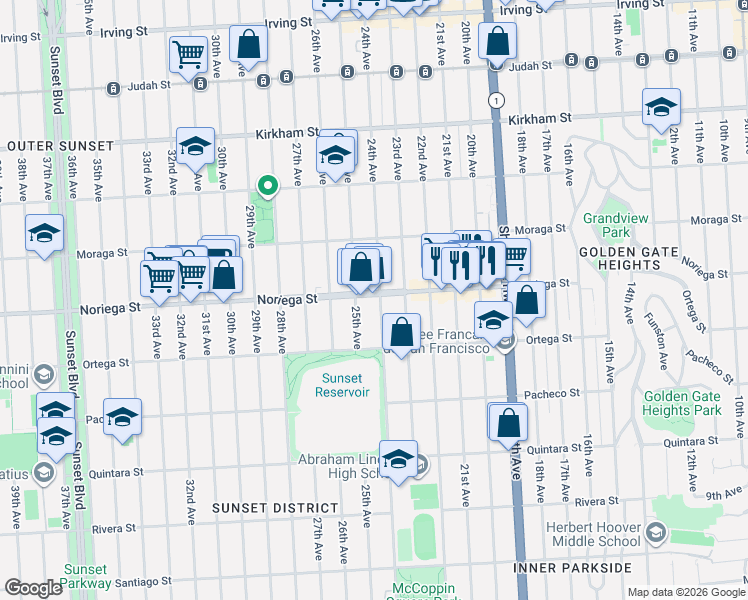 map of restaurants, bars, coffee shops, grocery stores, and more near in San Francisco
