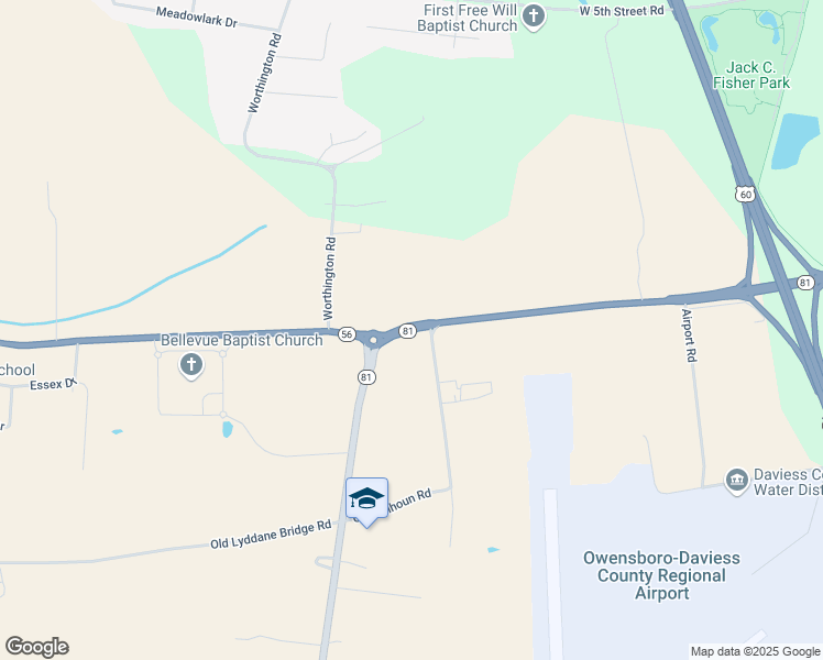 map of restaurants, bars, coffee shops, grocery stores, and more near Highway 56 in Owensboro