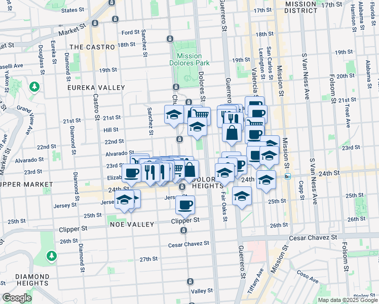 map of restaurants, bars, coffee shops, grocery stores, and more near in San Francisco