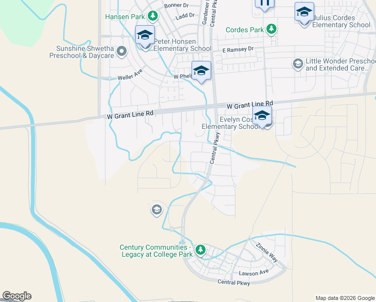 map of restaurants, bars, coffee shops, grocery stores, and more near 1825 South la Barbera Avenue in Tracy
