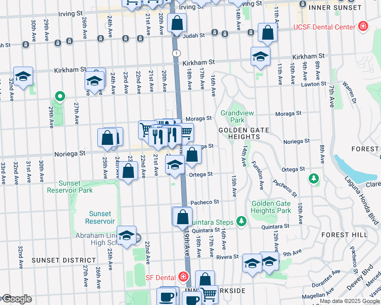 map of restaurants, bars, coffee shops, grocery stores, and more near 770-2 18th Avenue in San Francisco