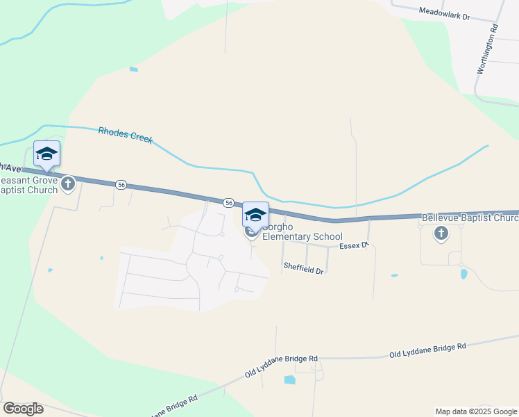 map of restaurants, bars, coffee shops, grocery stores, and more near Highway 56 in Owensboro