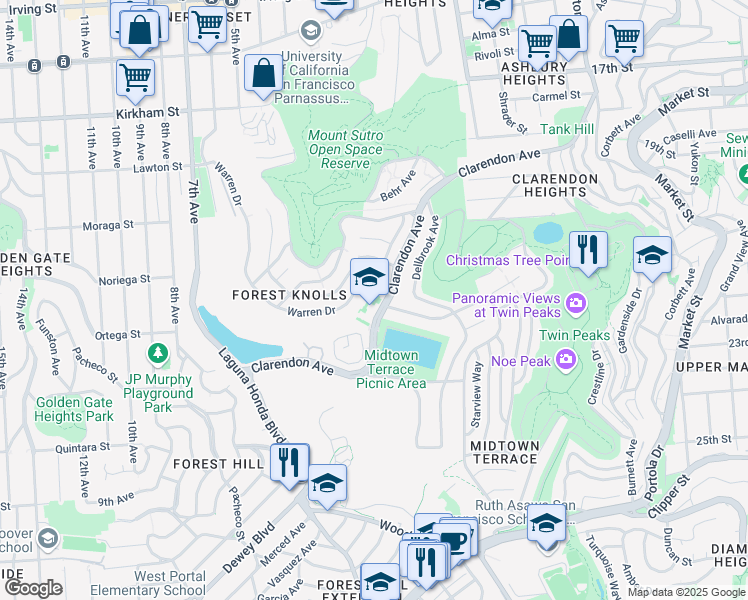 map of restaurants, bars, coffee shops, grocery stores, and more near in San Francisco