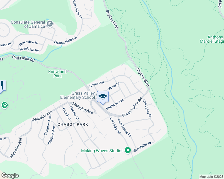 map of restaurants, bars, coffee shops, grocery stores, and more near 4828 Stacy Street in Oakland