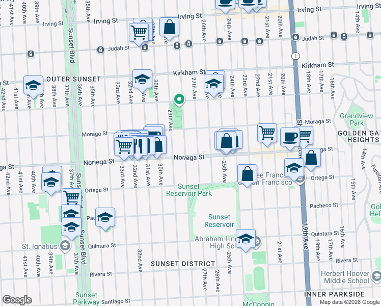 map of restaurants, bars, coffee shops, grocery stores, and more near in San Francisco
