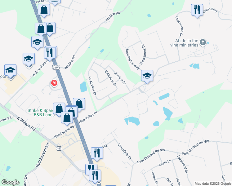 map of restaurants, bars, coffee shops, grocery stores, and more near 17 Walnut Way in Elizabethtown