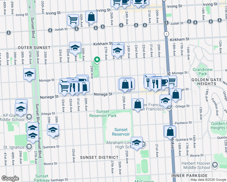 map of restaurants, bars, coffee shops, grocery stores, and more near in San Francisco