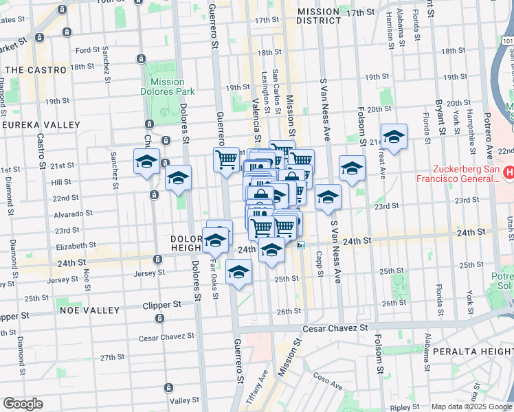 map of restaurants, bars, coffee shops, grocery stores, and more near in San Francisco