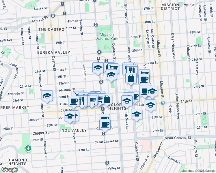 map of restaurants, bars, coffee shops, grocery stores, and more near in San Francisco