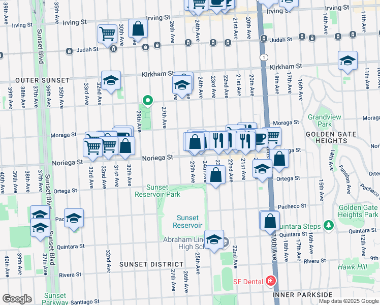 map of restaurants, bars, coffee shops, grocery stores, and more near in San Francisco