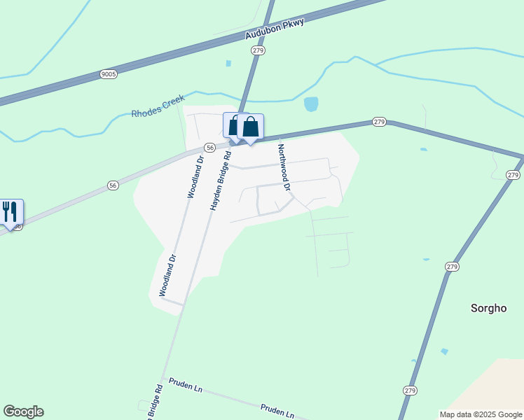 map of restaurants, bars, coffee shops, grocery stores, and more near 6563 Autumn Creek in Owensboro