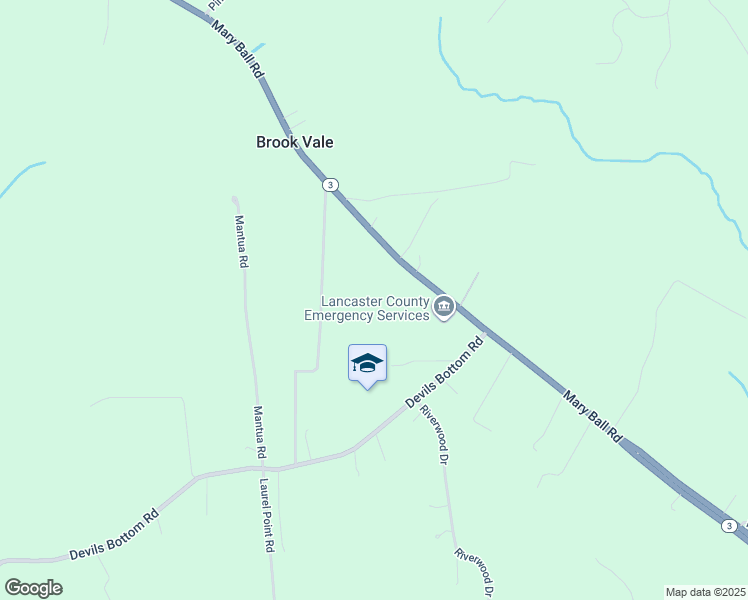 map of restaurants, bars, coffee shops, grocery stores, and more near 11260 Mary Ball Road in Lancaster