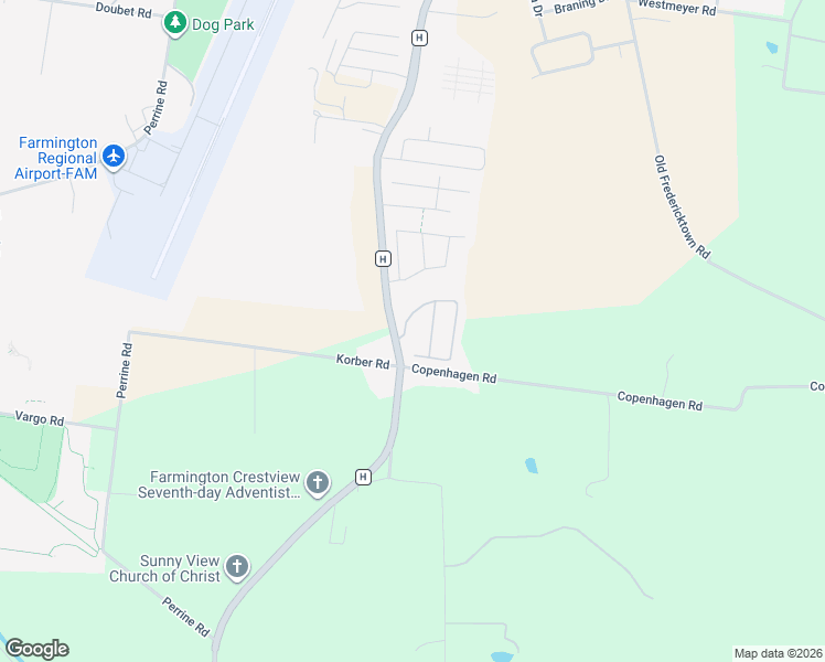 map of restaurants, bars, coffee shops, grocery stores, and more near 259 Cherry Creek Lane in Farmington