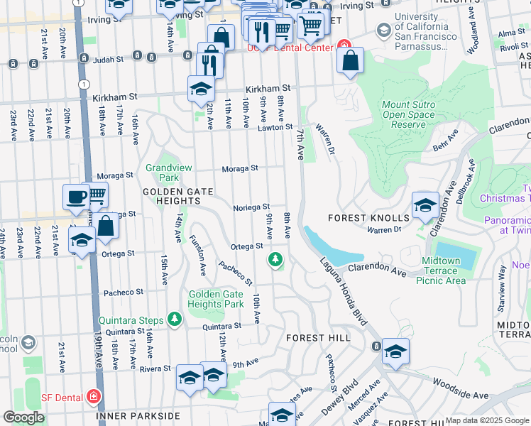 map of restaurants, bars, coffee shops, grocery stores, and more near in San Francisco