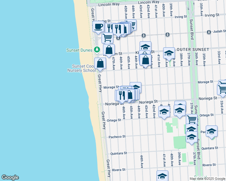 map of restaurants, bars, coffee shops, grocery stores, and more near in San Francisco